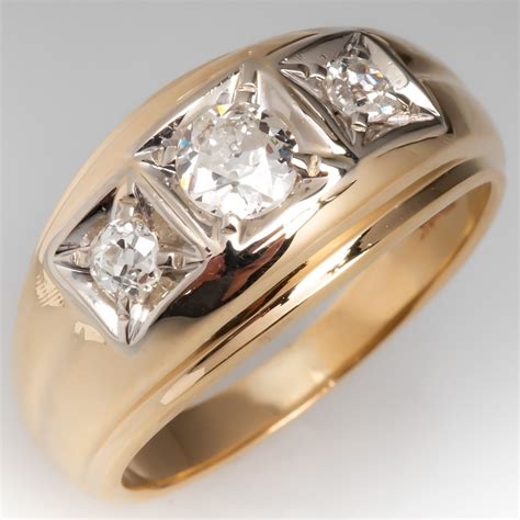 3 stone men's diamond ring.